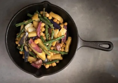 roasted potatoes green beans mustard drizzle